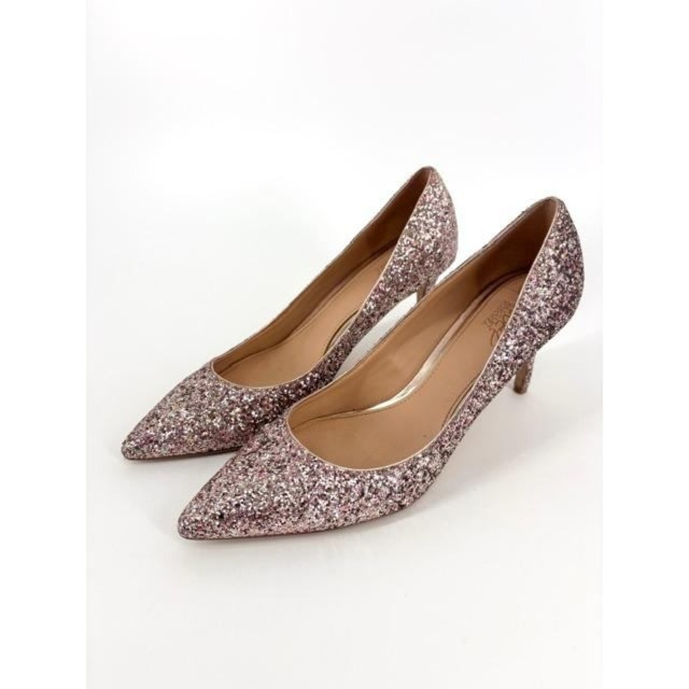 Badgley‎ Mischka Lyla Rose Gold Glitter Pumps Pointed Toe Formal Size 8.5 Glam